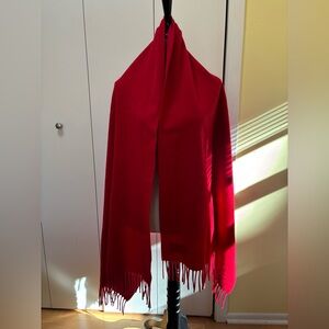 Elegant Red Scarf with Fringe, Cashmere
